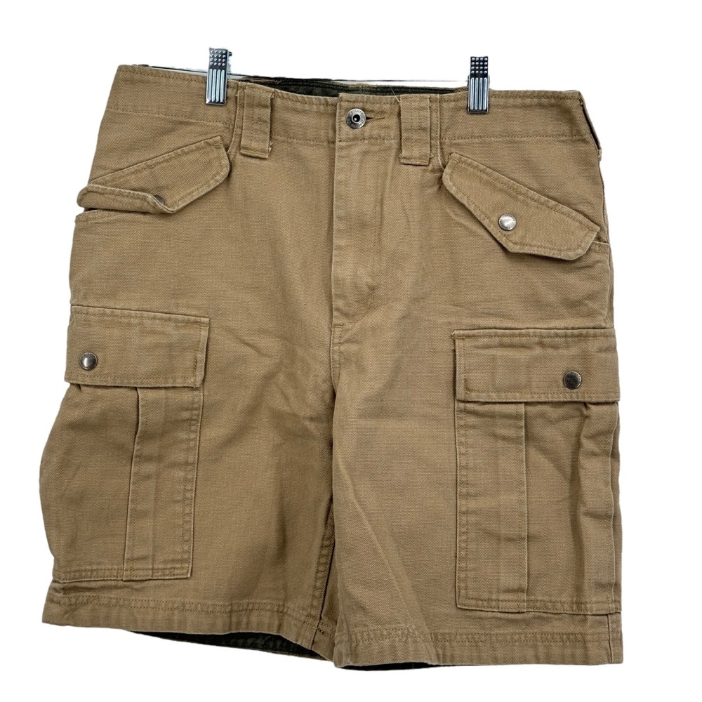 Duluth Trading Co Cargo Shorts Men SZ 32 Brown Casual Comfort 100% Cotton Rugged